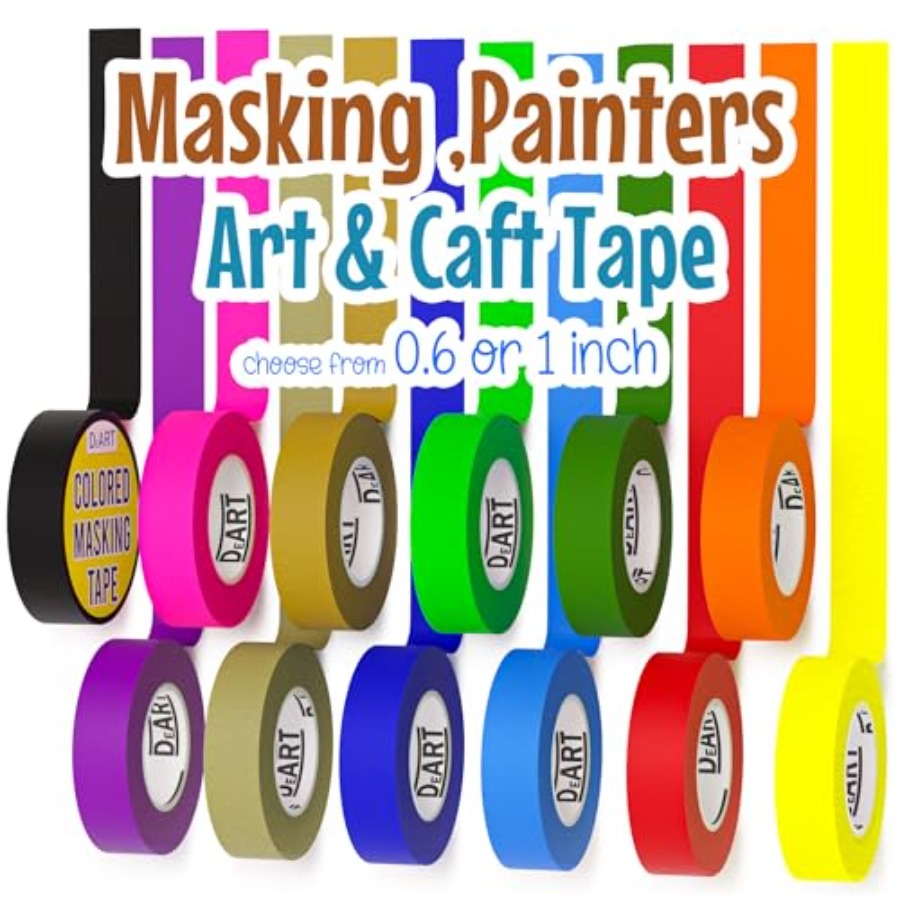 Masking Tape Thin - Nastro Adesivo Colorato per Pittori, Confezione
